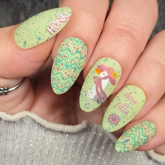 Silly Goose (CjS-396) Etched Nail Art Stamping Plate