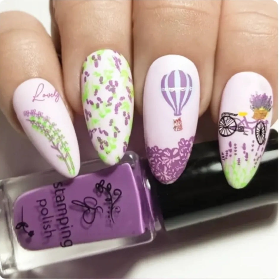 Lavender Grove (CjS-397) Etched Nail Art Stamping Plate