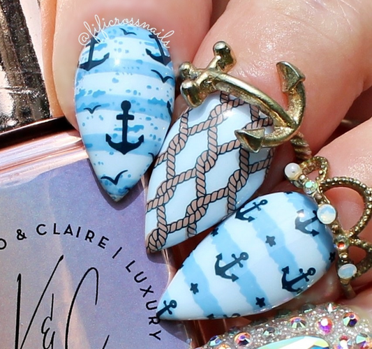 Salty Air & Sea Flair (CjS-414) Etched Nail Art Stamping Plate