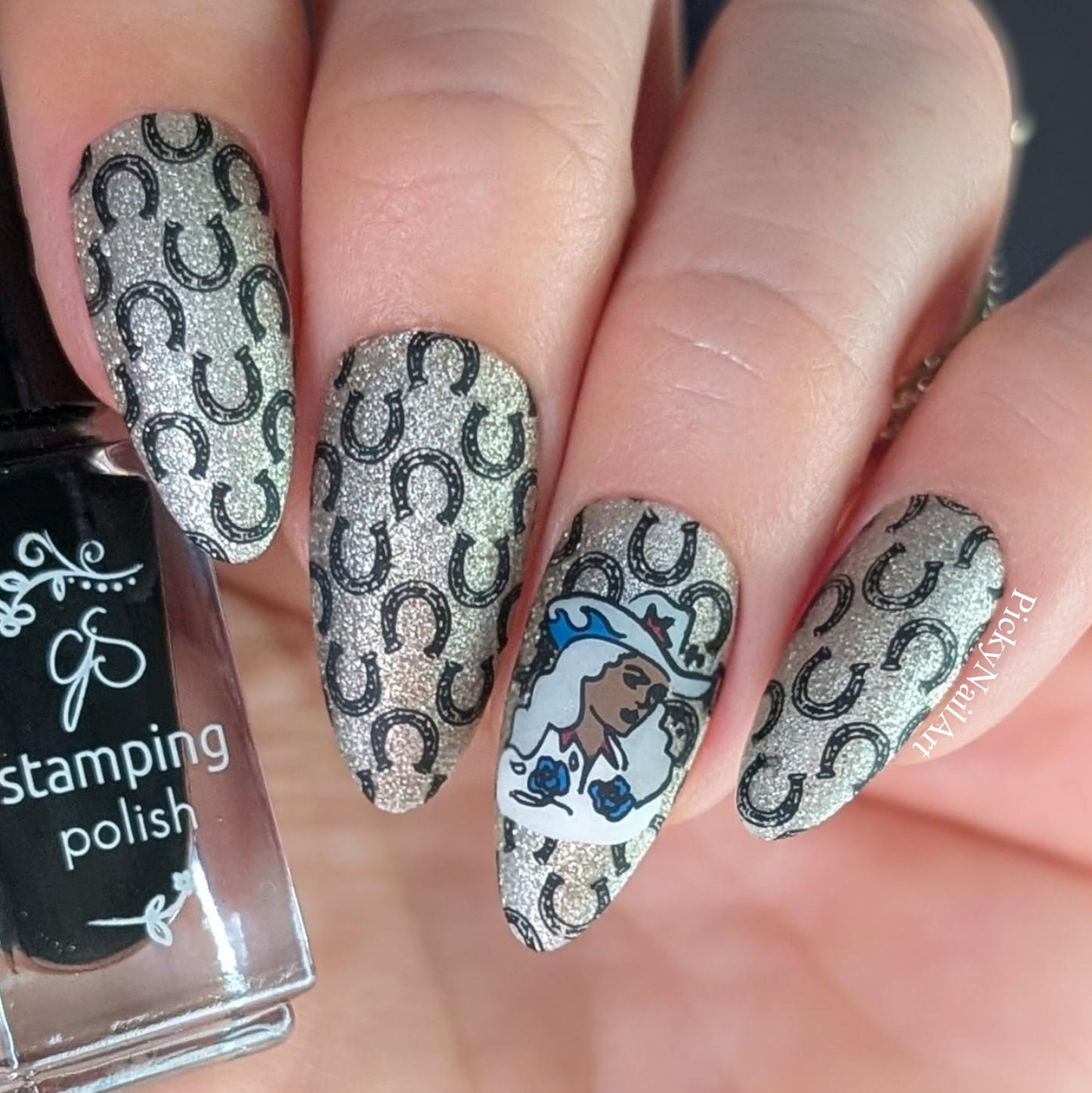 Cool Cowgirl (CjS-415) Etched Nail Art Stamping Plate