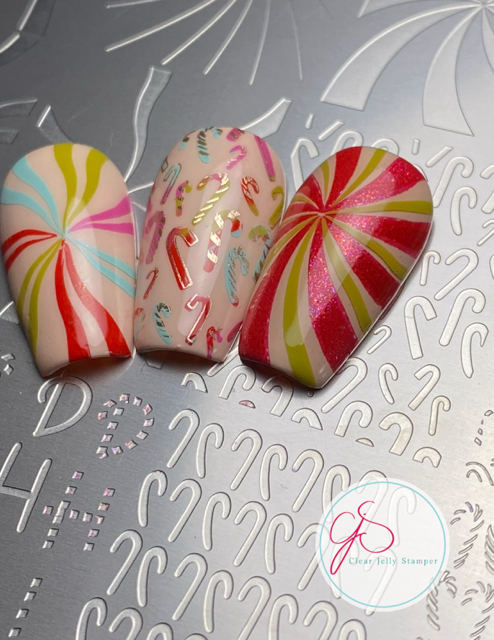 Peppermint Parade (CjSC-100) Etched Nail Art Stamping Plate