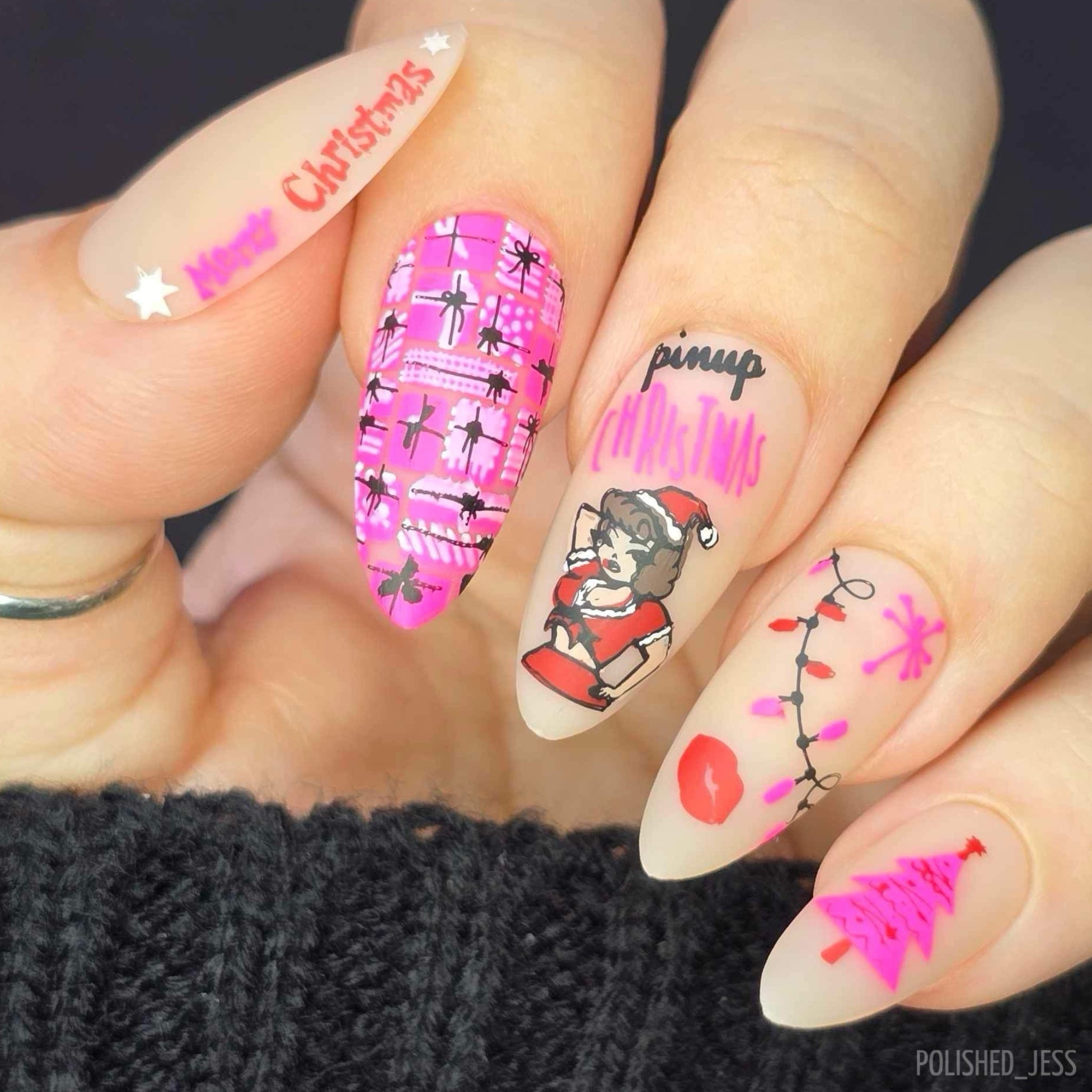 A Very PinUp Christmas (CjSC-76) Steel Nail Art Stamping Plate