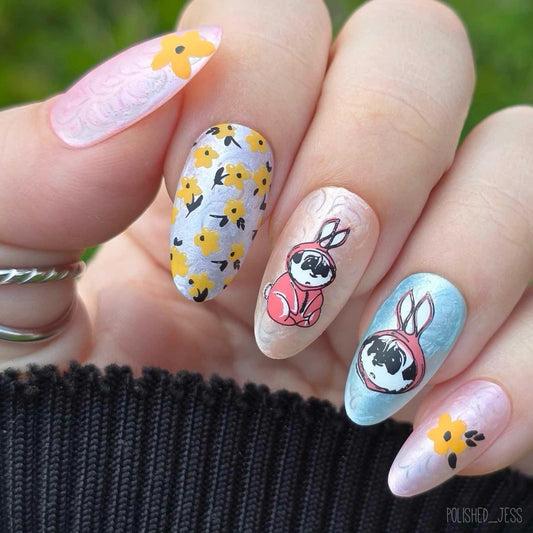 Tulip Tails (CjSH-110) Steel Nail Art Layered Stamping Plate