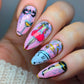 stunning-manicure-with-nail-art-designs-of-a-girl-with-gifts-clock-face
