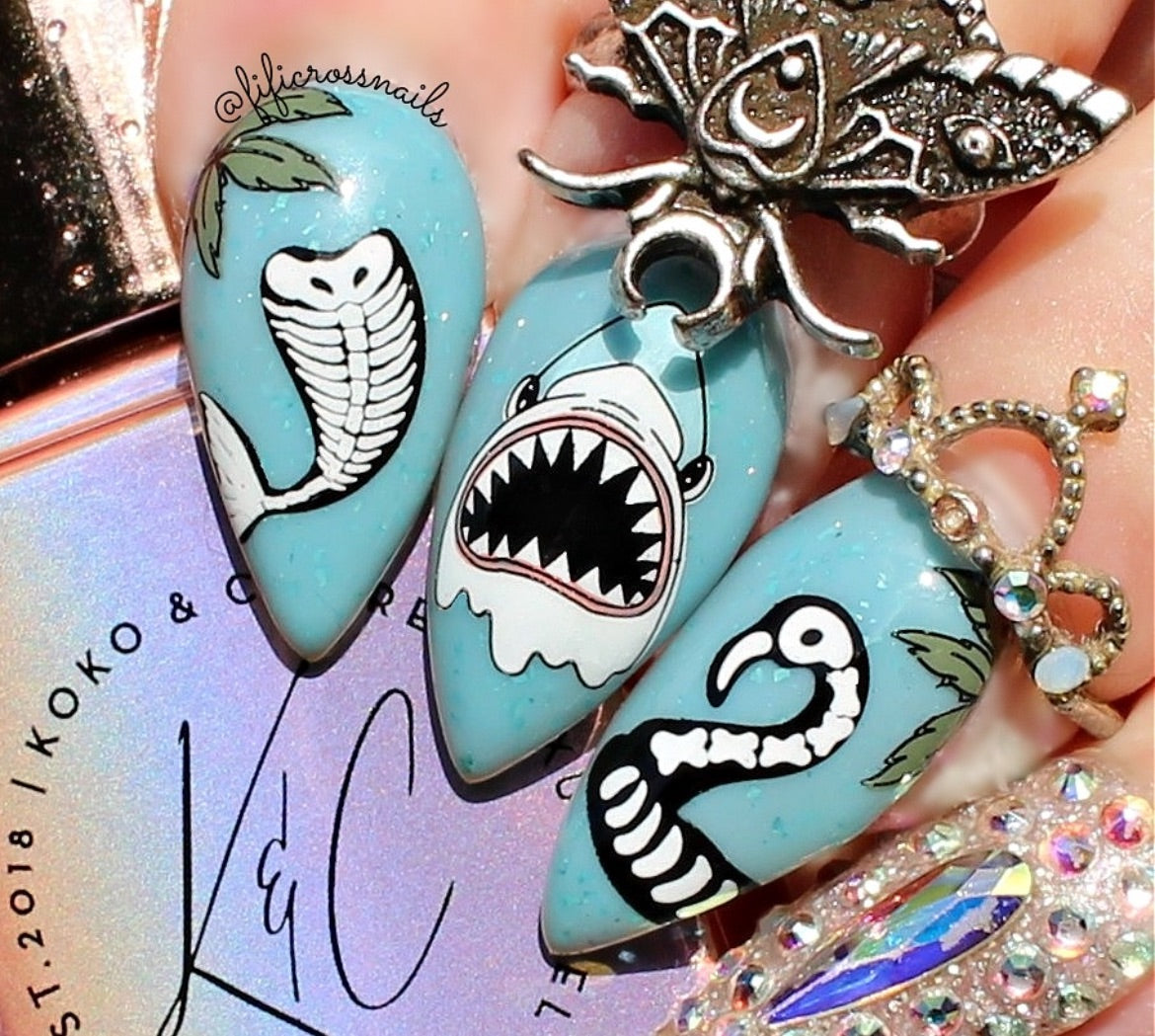 Creepy Beach (CjSH-127) Etched Nail Art Stamping Plate