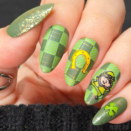 The Luck of the Irish  (CjSH-14)  Steel Nail Art Layered Stamping Plate