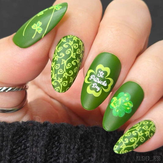 Four Leaf Clover  (CjSH-18) - Steel Nail Art Layered Stamping Plate