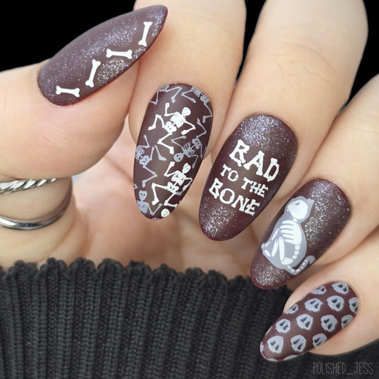 Bad to the Bone (CjSH-39) Etched Nail Art Stamping Plate