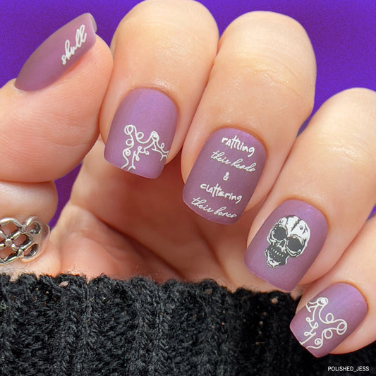 Clattering Bones (CjS-H-81) Steel Nail Art Layered Stamping Plate