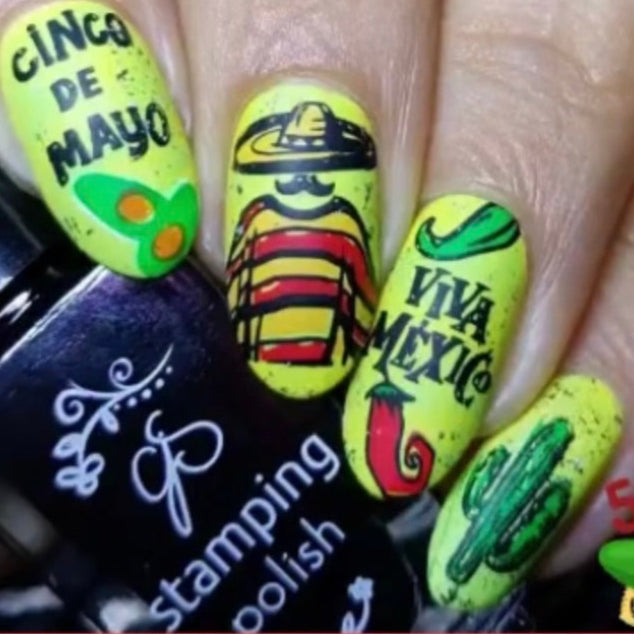 Cinco De Mayo (CjSH-85) Steel Nail Art Layered Stamping Plate