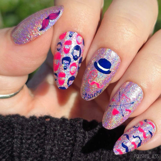 Hippest Movember (CjS-142) Steel Layered Nail Art Stamping Plate