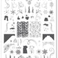 layered-nail-art-stamping-plate-with-designs-of-snowflakes-trees-winter-swirls-and-words-for-nail-art
