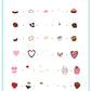 layered-nail-art-stamping-plate-how-to-card-showing-colorful-designs-of-sweet-treats-chocolate-dipped-strawberries-candy-cupcakes-hearts-bows-and-words-for-nail-art