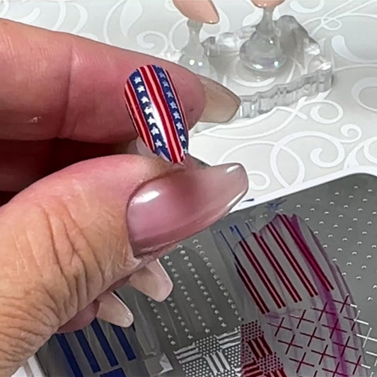 Stars, Stripes & Snacks (CjSH-139) Etched Nail Art Stamping Plate