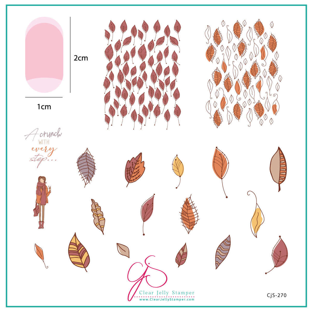 layered-nail-art-stamping-plate-inspo-card-with-colorful-nail-art-designs-of-fall-leaves-and-girl-and-words-for-nail-art