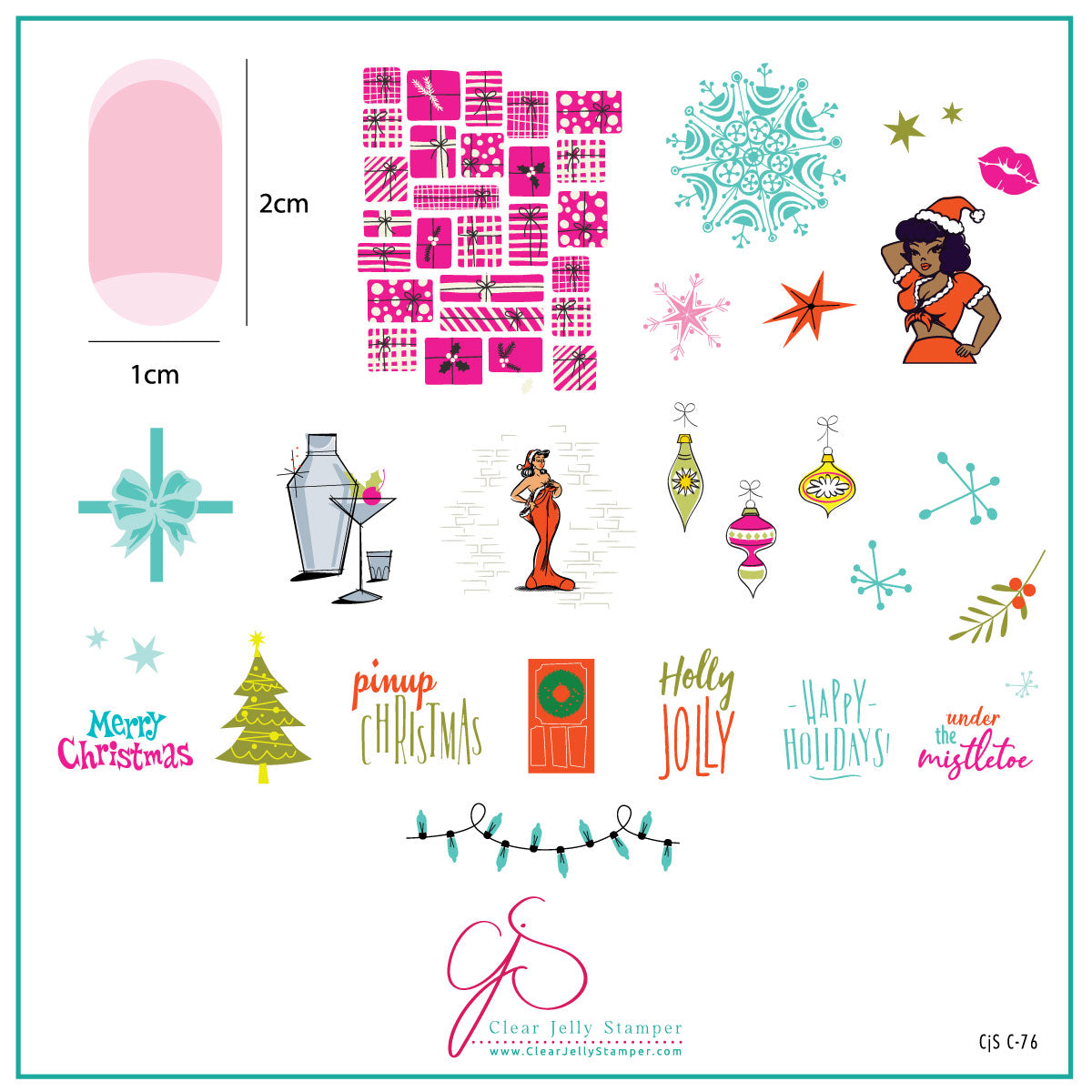 A Very PinUp Christmas (CjSC-76) Steel Nail Art Stamping Plate