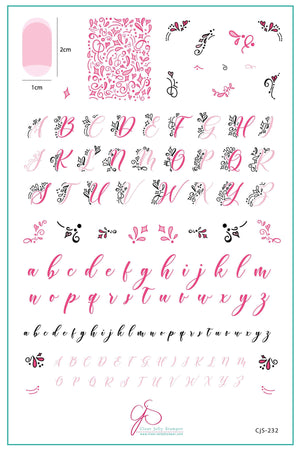 Alphabet - Twirly Swirly (CjS-232) Steel Nail Art Stamping Plate