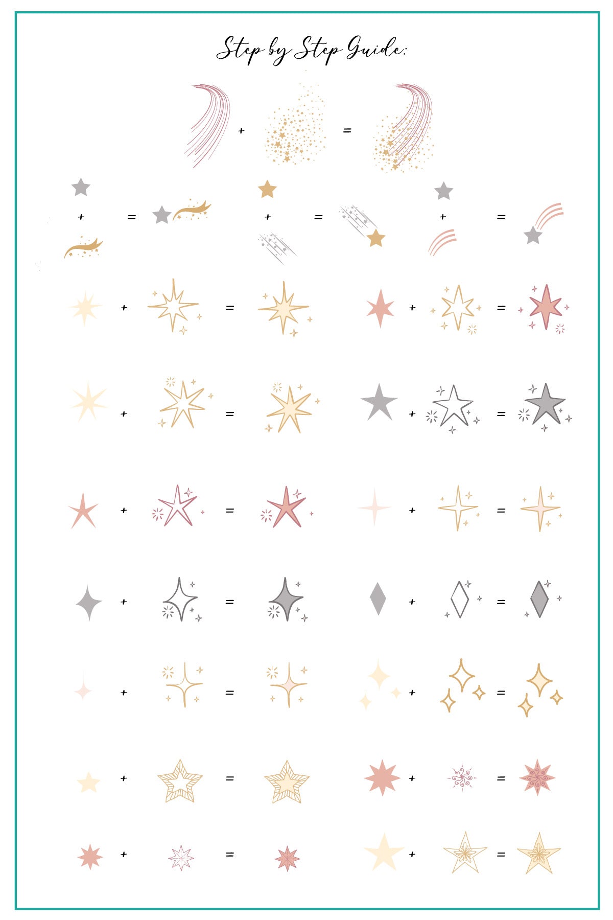 layered-nail-art-stamping-plate-how-to-card-showing-colorful-designs-of-stars
