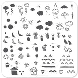 MINI Summer Drinks and Fruits Doodle (CjS-18) - Steel Nail Art Stamping Plate 6x6 Clear Jelly Stamper 