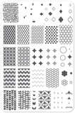 Geo-Licious (CjS-28) - Steel Nail Art Stamping Plate 14 x 9 Clear Jelly Stamper 