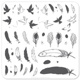 Birds of a Feather (CjS-31) - Steel Nail Art Stamping Plate 6x6 Clear Jelly Stamper 