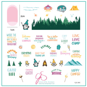 Camping with my Gnomies (CjS-265) Steel Nail Art Stamping Plate