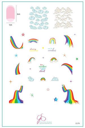 Chasing Rainbows (CjS-296) Steel Nail Art Stamping Plate