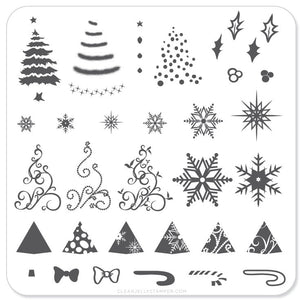 Christmas Tree (CjSC-01) - Steel Nail Art Stamping Plate 6x6 Clear Jelly Stamper 