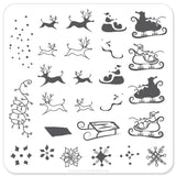 Santas Sleigh (CjSC-04) - Steel Nail Art Stamping Plate 6x6 Clear Jelly Stamper 