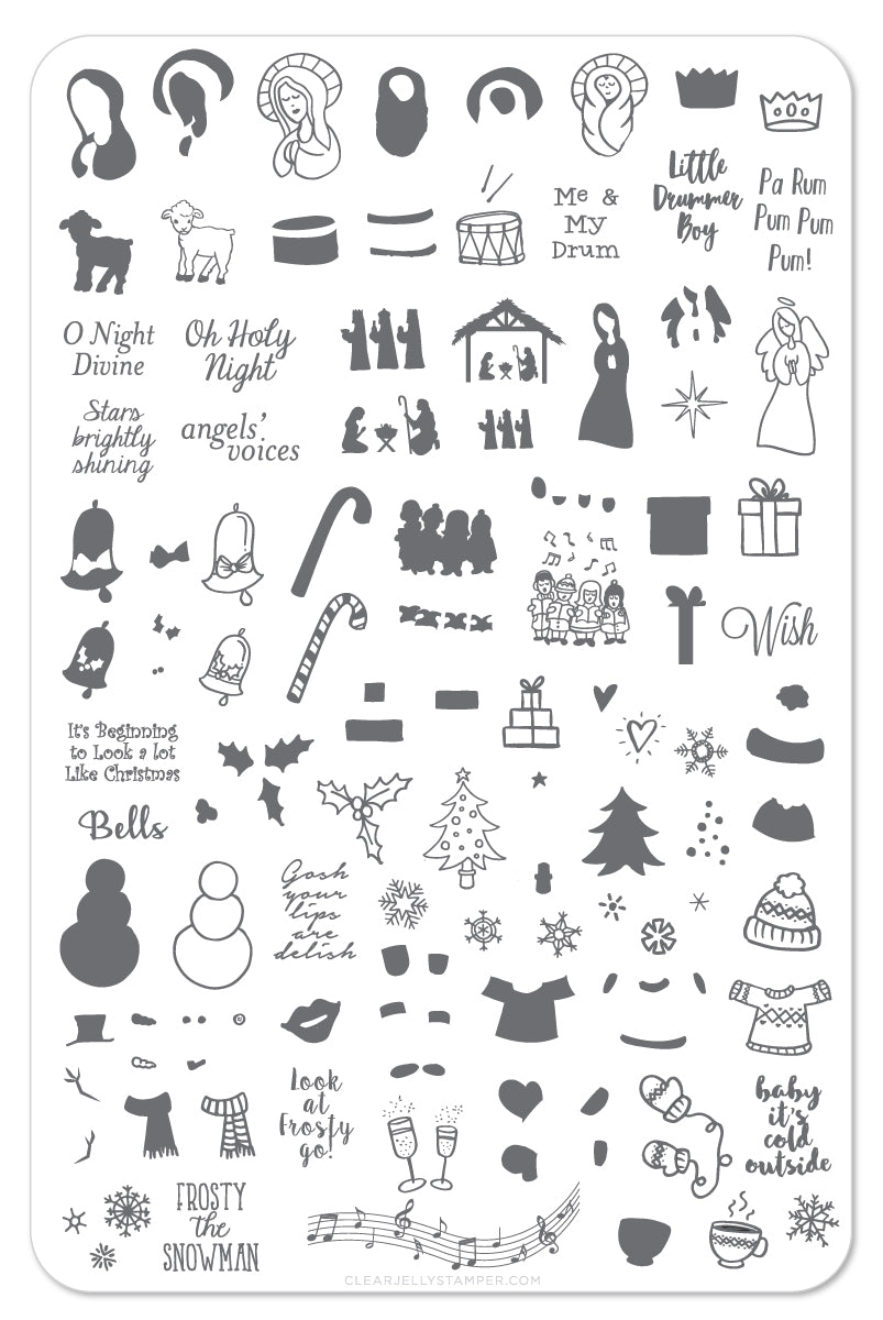 Baby Its Cold (CjSC-11) - Steel Nail Art Stamping Plate 14 x 9 Clear Jelly Stamper 