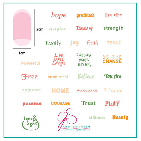 Feel the Love (CjS-07) - Steel Nail Art Stamping Plate 6x6 Clear Jelly Stamper Plate 