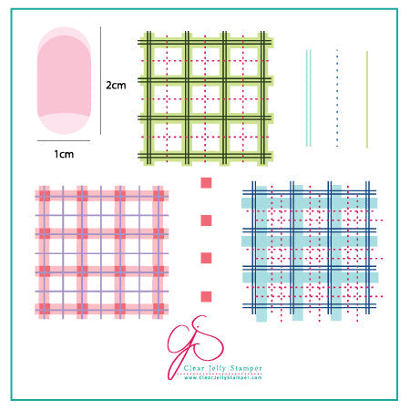 Perfectly Plaid (CjS-08) - Steel Nail Art Stamping Plate 6x6 Clear Jelly Stamper Plate 