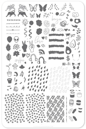 Koko by Design (CjS-103) Steel Nail Art Stamping Plate 14 x 9 Clear Jelly Stamper 