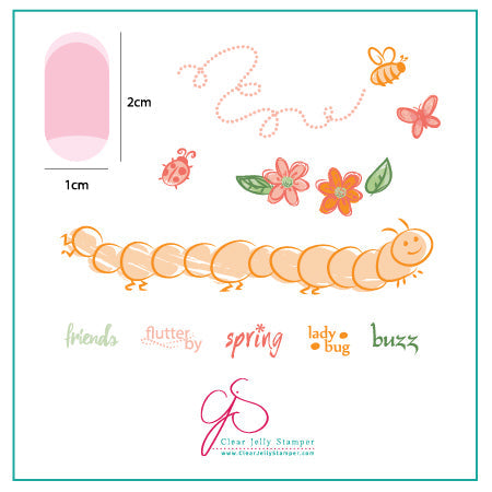 Baby Bugs and Bees (CjS-10) - Steel Nail Art Stamping Plate 6x6 Clear Jelly Stamper Plate 