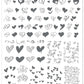 layered-nail-art-stamping-plate-inspo-card-showing-colorful-designs-of-hearts-swirls-and-words-for-nail-art