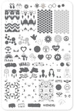 Hippie Harmony (CjS-117) Steel Nail Art Stamping Plate 14 x 9 Clear Jelly Stamper 