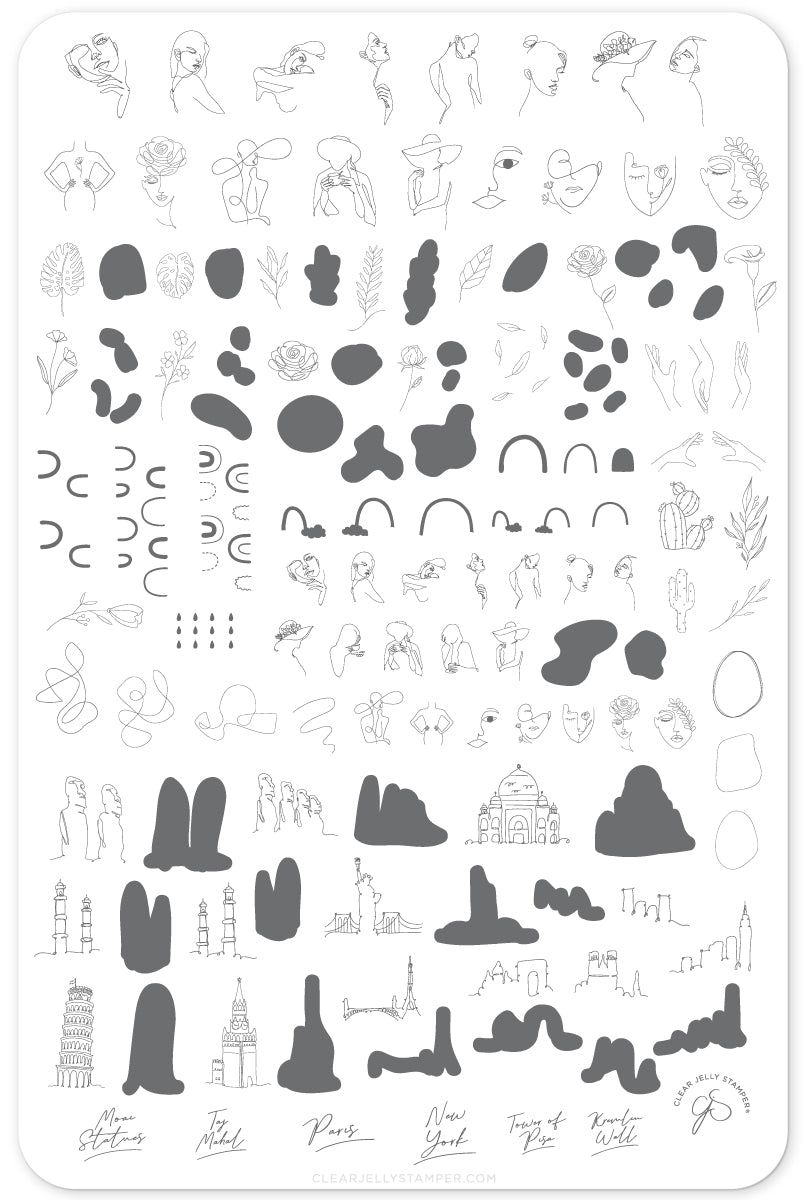Mod Life Series - The Globe (CjS-118) Steel Nail Art Stamping Plate 14 x 9 Clear Jelly Stamper 