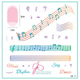 Music and Notes (CjS-11) - Steel Nail Art Stamping Plate 6x6 Clear Jelly Stamper Plate 