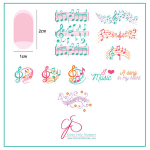 Musical Score (CjS-122) Steel Nail Art Stamping Plate 6x6 Clear Jelly Stamper 