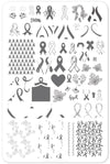 All For A Cause (CjS-125) Steel Nail Art Stamping Plate 14 x 9 Clear Jelly Stamper 