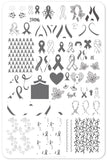 All For A Cause (CjS-125) Steel Nail Art Stamping Plate 14 x 9 Clear Jelly Stamper 