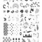 Strut your Tail Feathers (CjS-126) Steel Layered Nail Art Stamping Plate