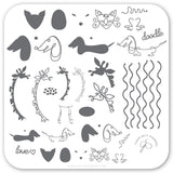 Doodle Love (CjS-127) Steel Nail Art Stamping Plate 6x6 Clear Jelly Stamper 