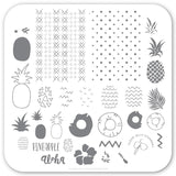 Pineapple Pizazz (CjS-130) Steel Nail Art Stamping Plate 6x6 Clear Jelly Stamper 