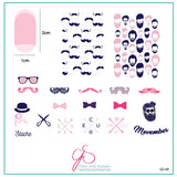 Hippest Movember (CjS-142) Steel Nail Art Stamping Plate 8 x 8 Clear Jelly Stamper 