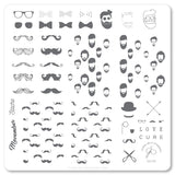 Hippest Movember (CjS-142) Steel Nail Art Stamping Plate 8 x 8 Clear Jelly Stamper 