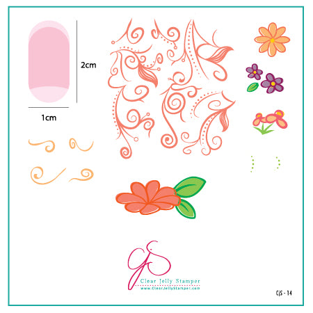 Floral Swirl 2 (CjS-14) - Steel Nail Art Stamping Plate 6x6 Clear Jelly Stamper Plate 