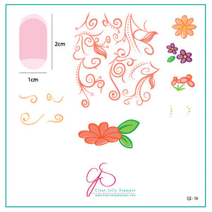 Floral Swirl 2 (CjS-14) - Steel Nail Art Stamping Plate 6x6 Clear Jelly Stamper Plate 