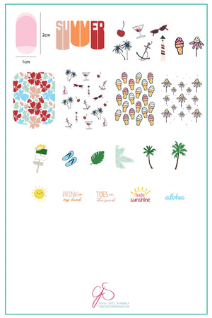 Summer (CjS-160) Steel Stamping Plate 14 x 9 Clear Jelly Stamper 