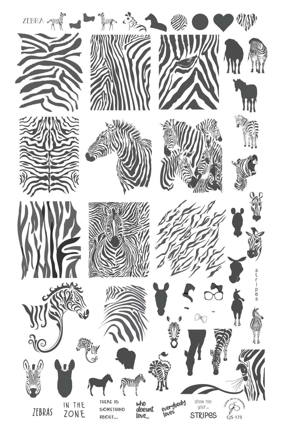 Wild Kingdom - Zebra (CjS-175) Steel Stamping Plate 14 x 9 Clear Jelly Stamper 